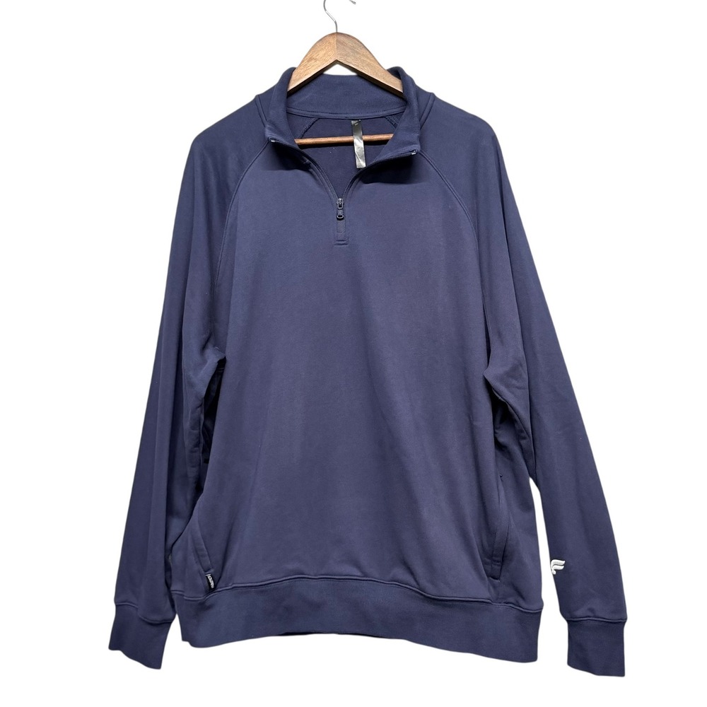 Fabletics Quarter Zip Pullover Men XXL Navy Blue French Terry Athleisure Outdoor